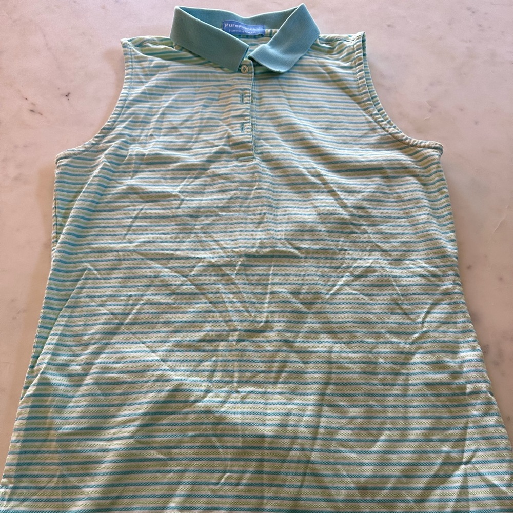 COPY - Pure Performance Striped Sleeveless Polo Size Small